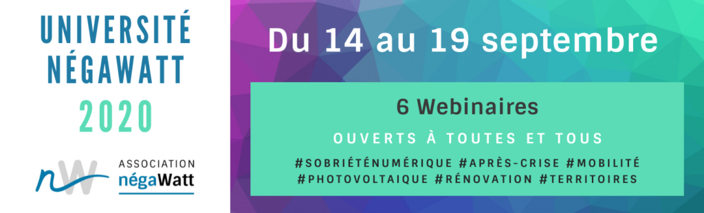 Lire la suite à propos de l’article Université NegaWatt – 14 au 19 septembre – 100% en ligne